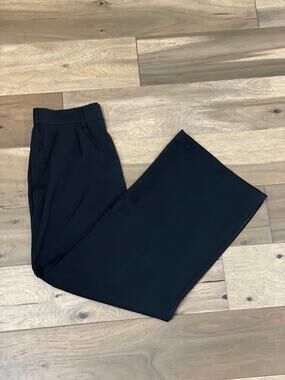 Cache Black Wide Leg Pants Size 10 Pleated Front Elastic Back Waist 90s Style